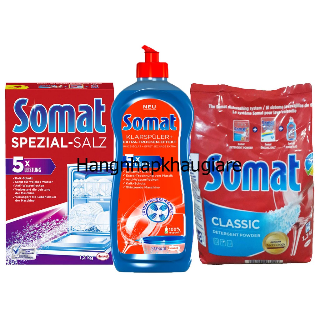 Combo muối + bột+nước rửa Somat