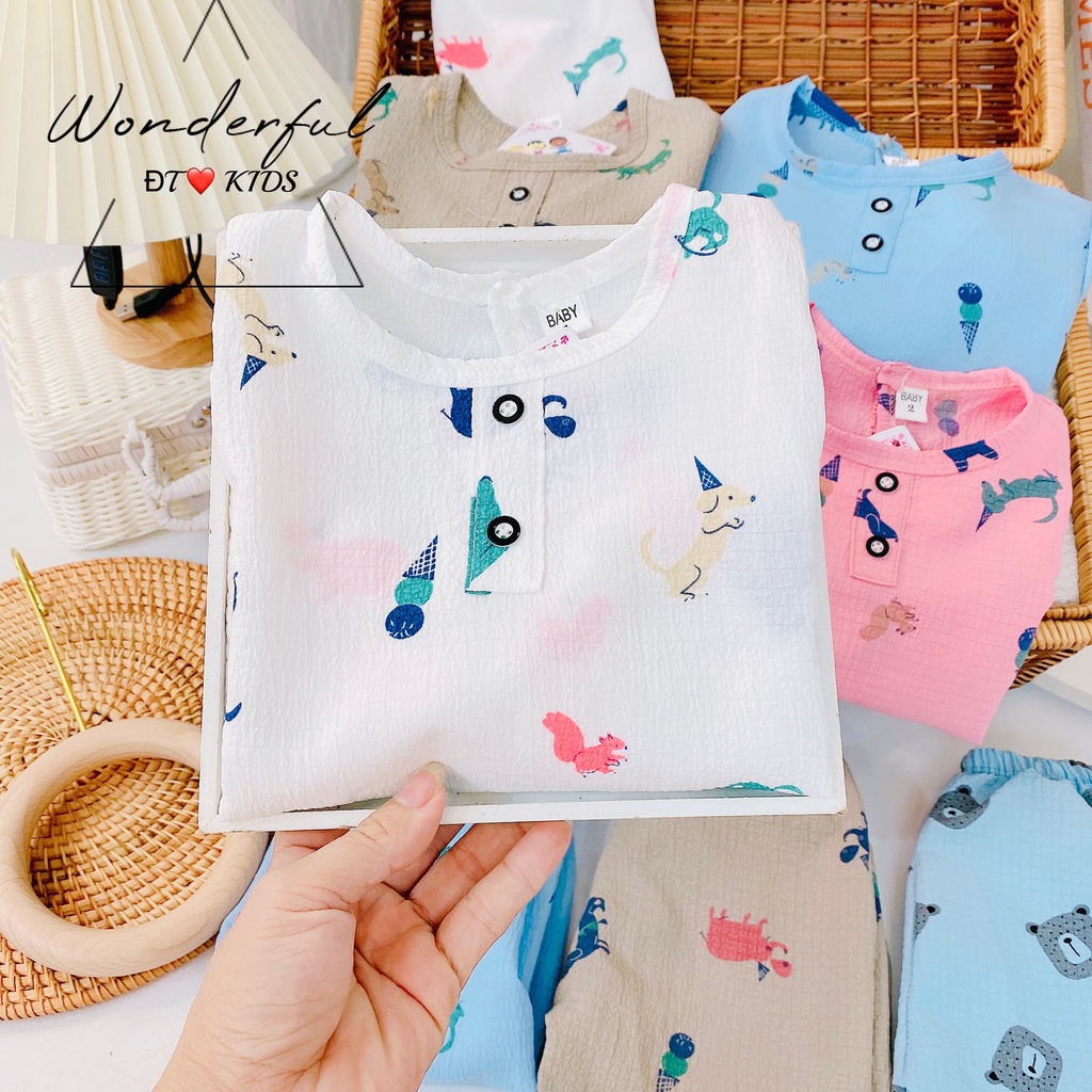 Bộ pijama cho bé, Bộ đũi xốp nhiều hình cho bé trai, bé gái