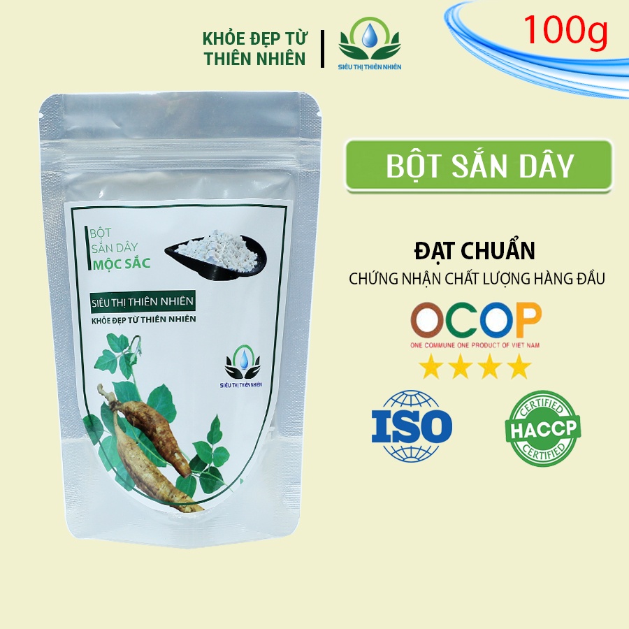 Bột sắn dây nguyên chất Mộc Sắc gói 100g, bột giải nhiệt cao cấp của Siêu Thị Thiên Nhiên