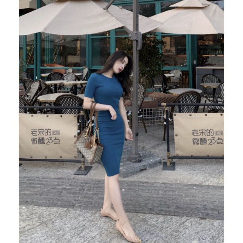 ĐẦM ÔM BODY CỔ TRÒN TAY NGẮN NTTSHOP