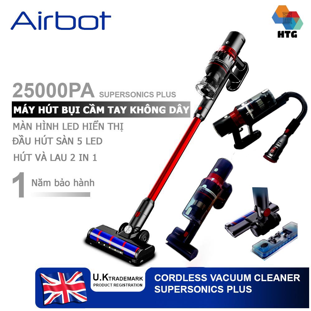 Máy hút bụi Airbot Supersonics Plus 25000Pa, hút và lau 2 trong 1, giường nệm sofa tiện lợi, ống hút xe hơi dụng cụ