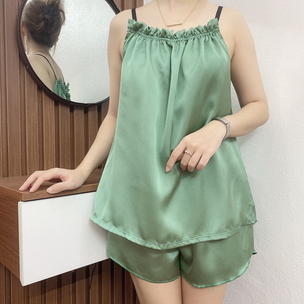 Bộ ngủ lụa 2 dây cao cấp Lula boutique, Đồ ngủ hai dây mát chất đẹp