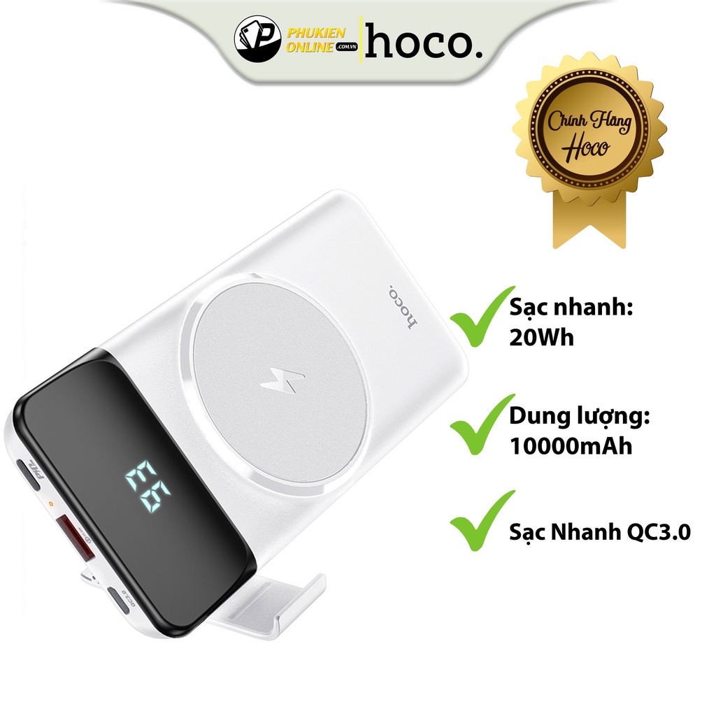 Pin Sạc Dự Phòng Không Dây Hoco J76, Sạc Nhanh QC3.0, Pin 10.000mAh, 37Wh, Chất Liệu ABS + PC Chống Cháy