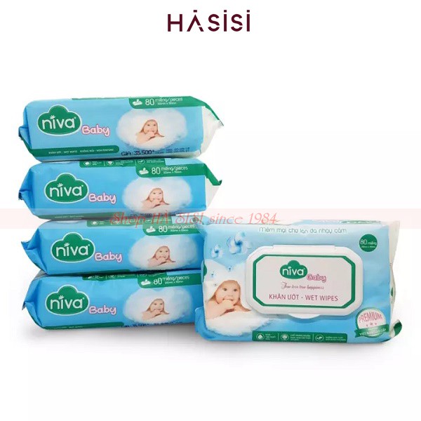 Khăn Ướt Trẻ Em Không Mùi - LIPZO - Niva Baby Wet Wips 80 Pieces - 80 Miếng