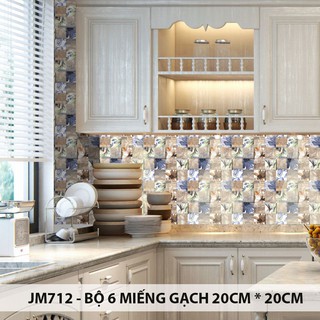 Bộ 24 Decal gạch bông 20cm*20cm - Decal dán tường, kính, sàn nhà, gỗ - Giấy dán tường - JM712