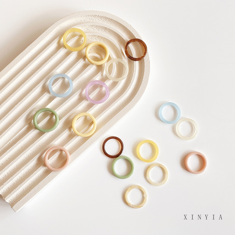 Nhẫn Nhựa Resin Mini 17mm Nhiều Màu Sắc