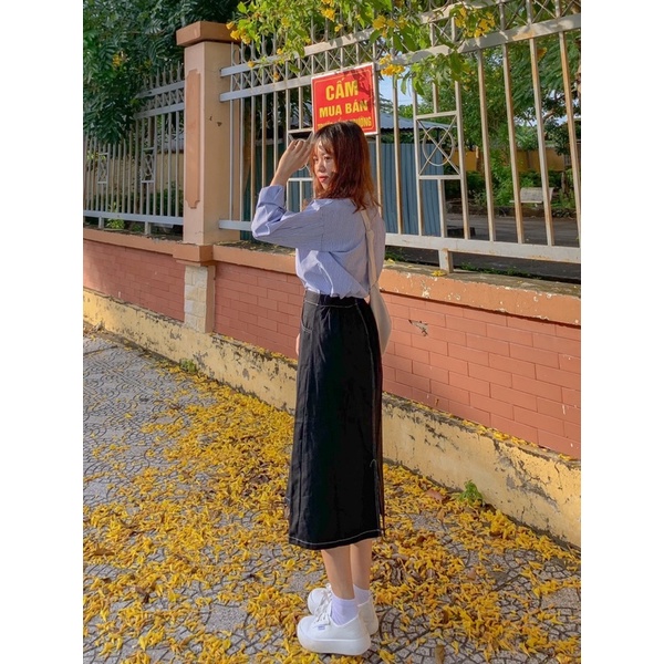 Chân váy jean đen trắng 246