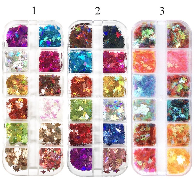 Sequin kim tuyến lá phong-phụ kiện nail móng
