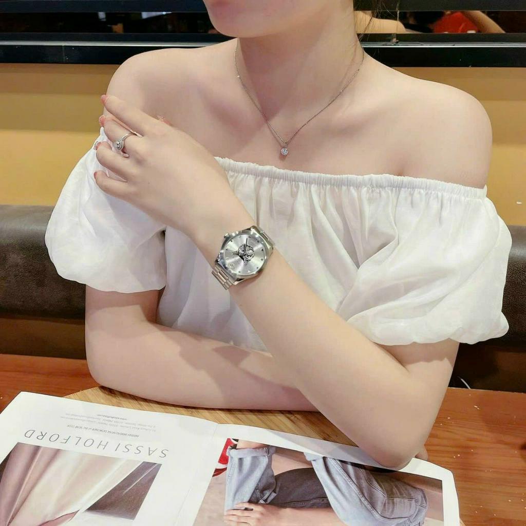 Đồng Hồ Dây Thép Gu.c.c.i Bản Unisex Cho Cả Nam Và Nữ,Size:38mm Full Box Hãng,Phiên Bản Sang Trọng