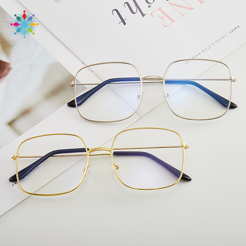 Kính Gọng Vuông Kim Loại Chống Ánh Sáng Xanh Phong Cách Hàn Quốc Unisex