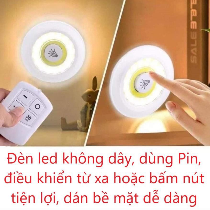 Bộ 3 Đèn LED chiếu sáng không dây dán tường 2 chế độ sáng có điều khiển từ xa dùng pin - NPP HS Shop