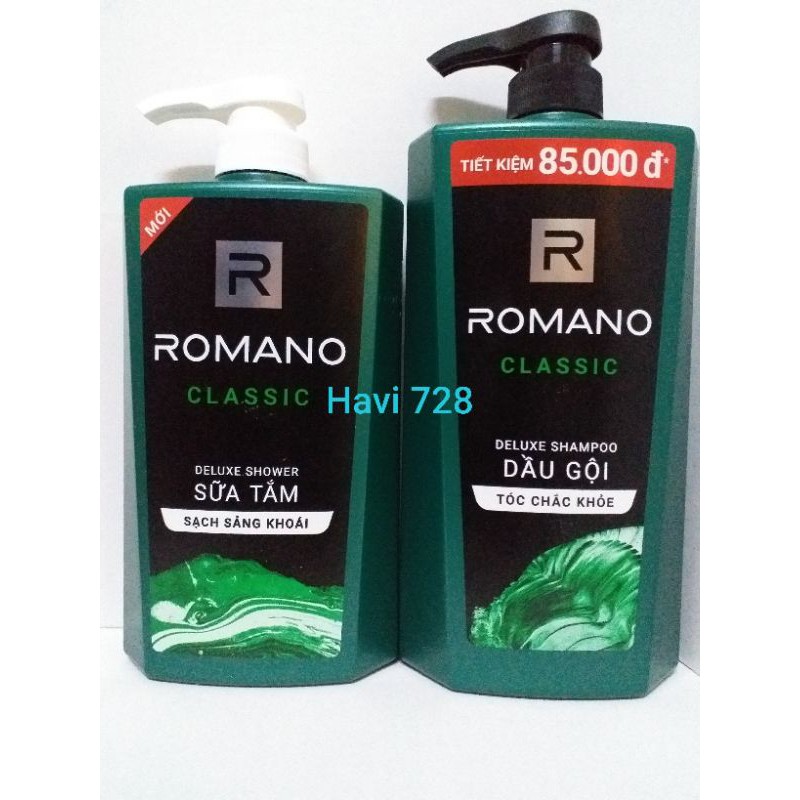 COMBO 900g Dầu gội ROMANO Classic + Sữa tắm 650g Romano classic