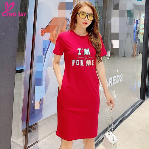 Đầm thun nữ dáng ôm in họa tiết chữ I'M FOR ME - THỎ TÂY | BigBuy360 - bigbuy360.vn