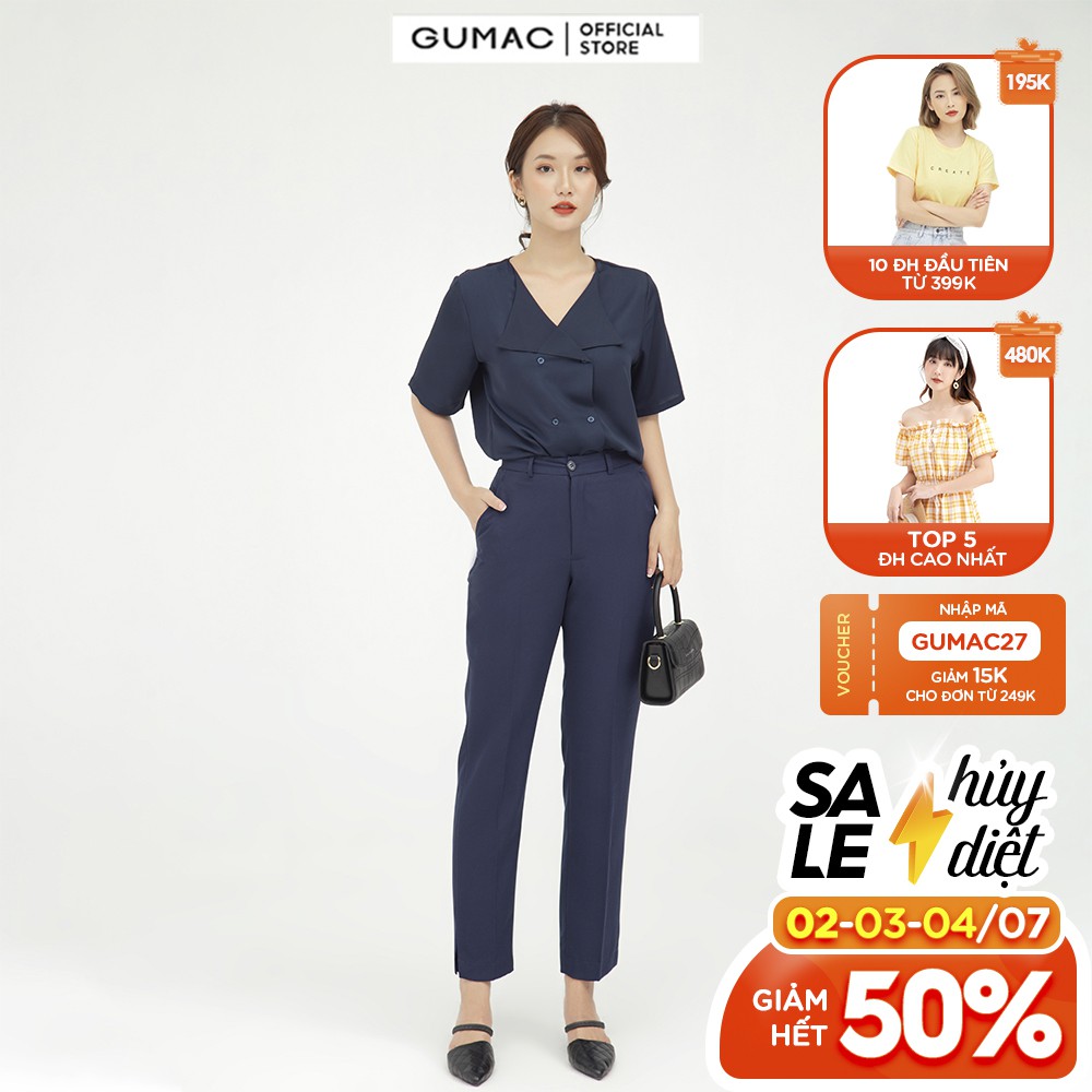 [Mã WABRGU72 giảm 10% tối đa 50k đơn 250k] Quần tây nữ xẻ lai GUMAC công sở dáng basic nhiều màu QB546 | BigBuy360 - bigbuy360.vn