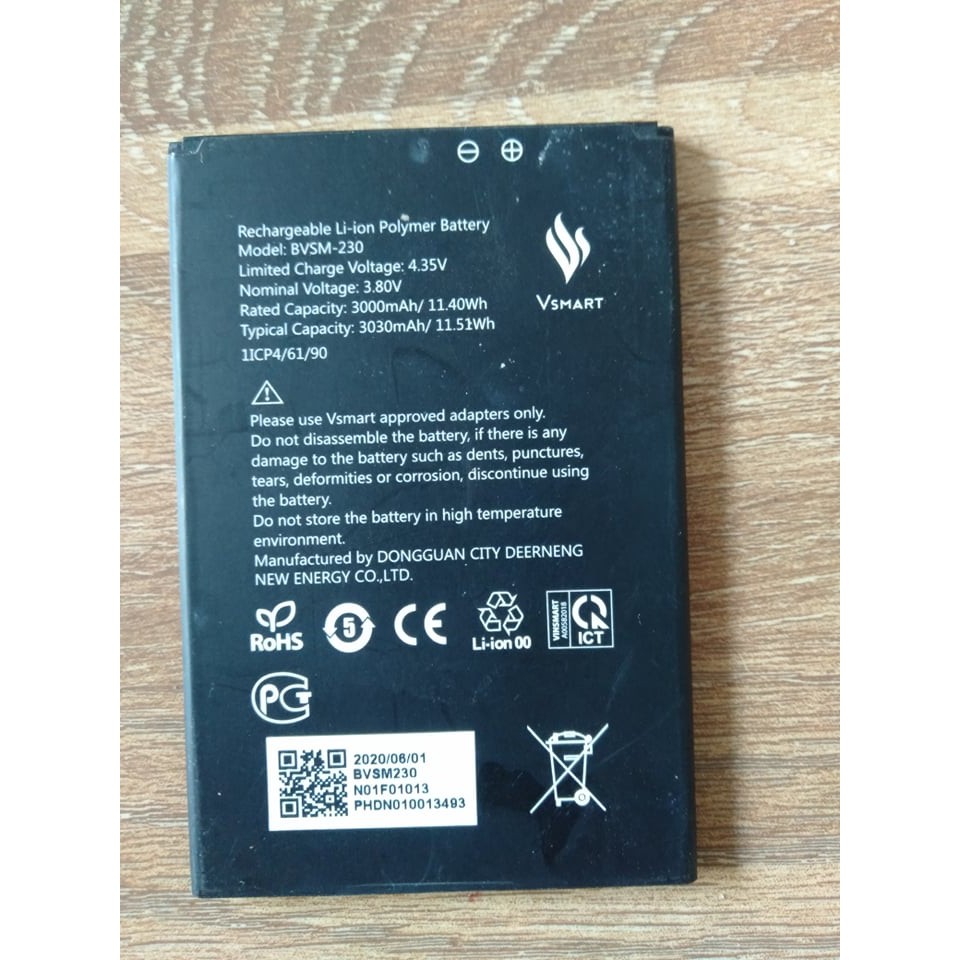 Pin điện thoại Vsmart Bee 3 BVSM-230 Hàng ZIn Tháo Máy Đã Sử Dụng