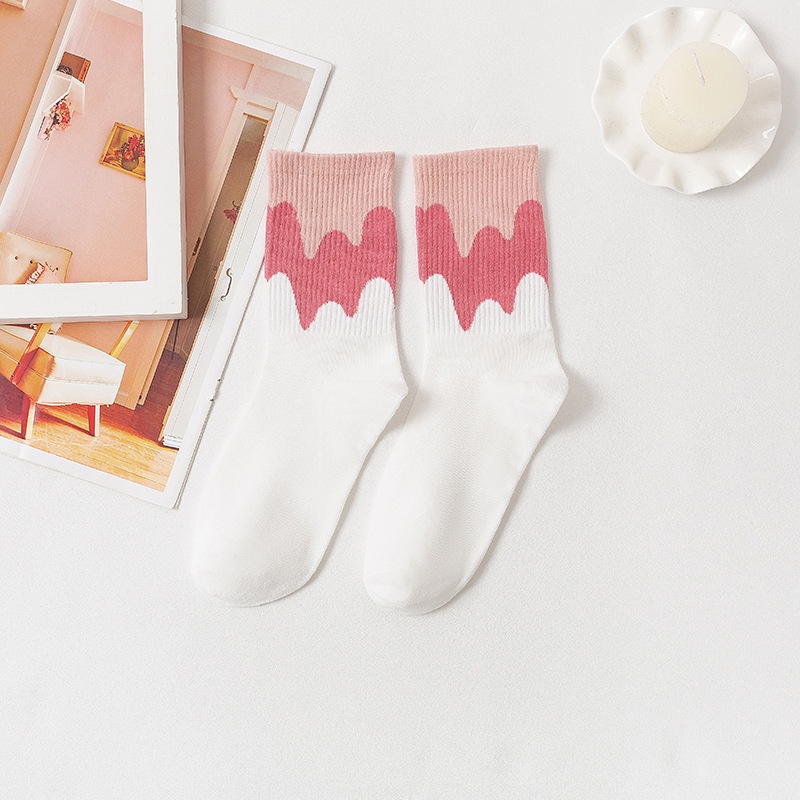 Vớ CUTEBYTE cổ trung họa tiết que kem dễ thương thoải mái thời trang xuân thu cho nữ