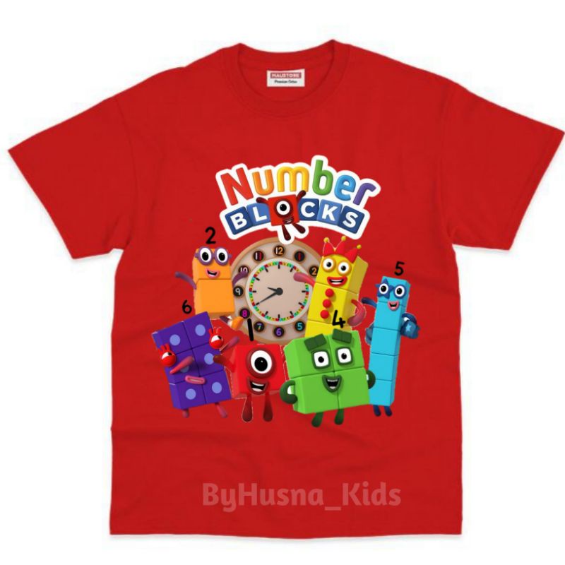 Áo thun cho bé trai và bé gái in hình hoạt hình Number Blocks dễ thương, chất liệu cotton mềm mịn thoáng mát NTShirt 13