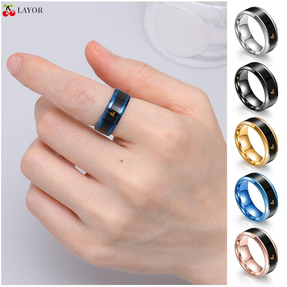 Nhẫn Đo Nhiệt Độ Điện Tử Thông Minh Bằng Thép Không Gỉ Nhiều Màu Sáng Tạo Cho Nam Và Nữ