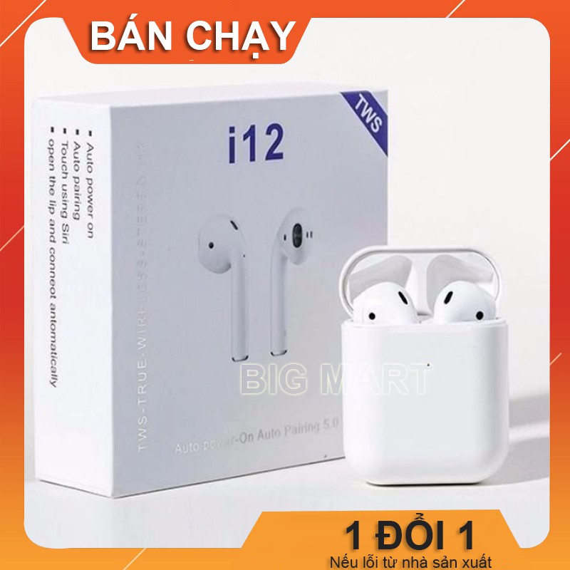 [BH 1 ĐỔI 1] Tai Nghe i12 TWS Bluetooth 5.0 Tự Động Kết Nối Không Dây