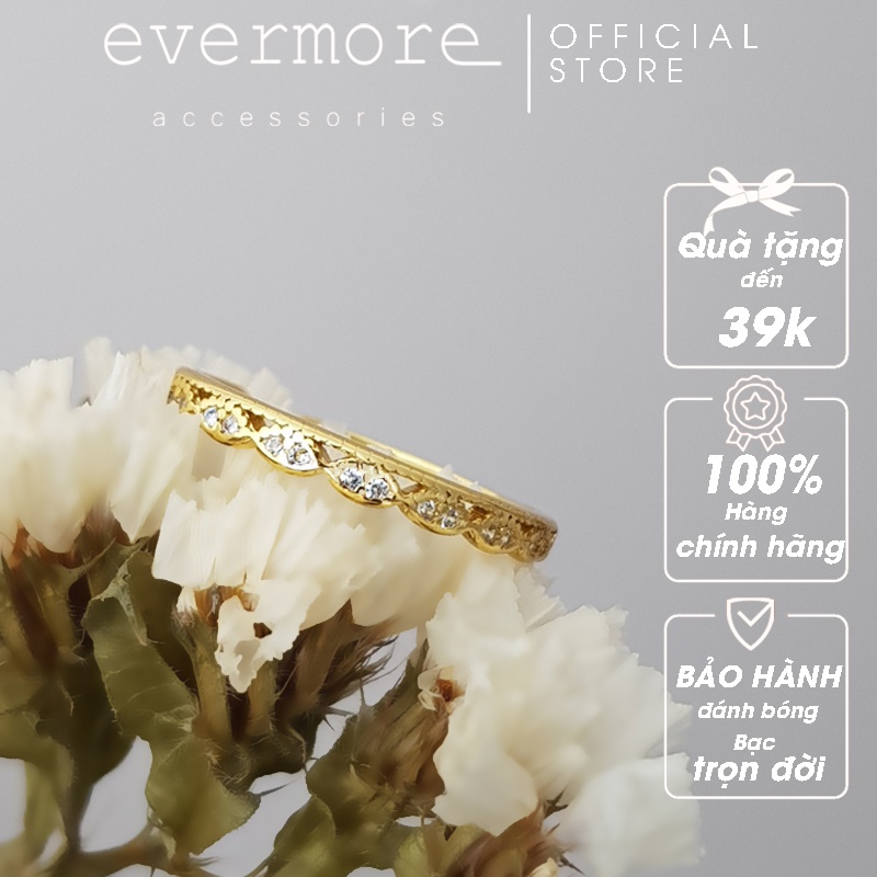 Nhẫn bạc nữ thần Venus, nhẫn bạc vành đá mạ vàng 18K EVERMORE thanh lịch, minimalism - N023