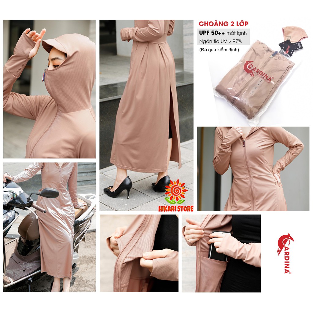 Áo choàng chống nắng 2 lớp Cardina CHÍNH HÃNG - Làm mát, chống tia UV | BigBuy360 - bigbuy360.vn