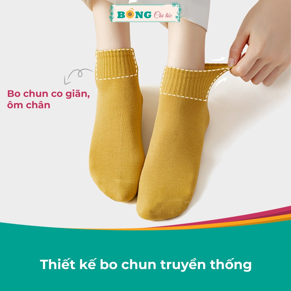 Tất nữ cổ ngắn bo chun truyền thống nhiều màu chất cotton mềm mịn co giãn 4 phong cách Hàn Quốc TC70 - Vớ BÔNG Cài Tóc