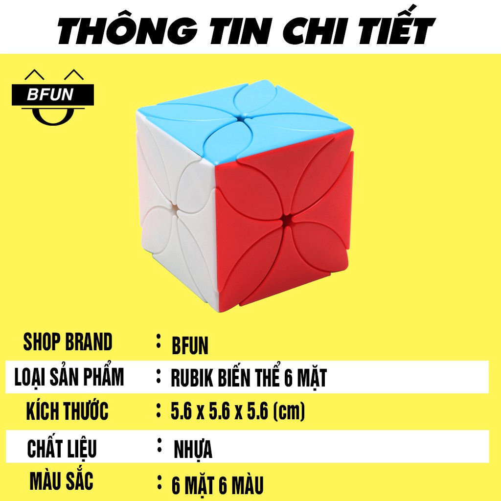 Rubik Biến Thể 6 Mặt CỎ 4 LÁ - Cục Rubik Biến Thể Xoay Trơn Giá Rẻ Đồ Chơi Trẻ Em BFUN(Shop có bán Rubik 3x3 rubik 2x2 )