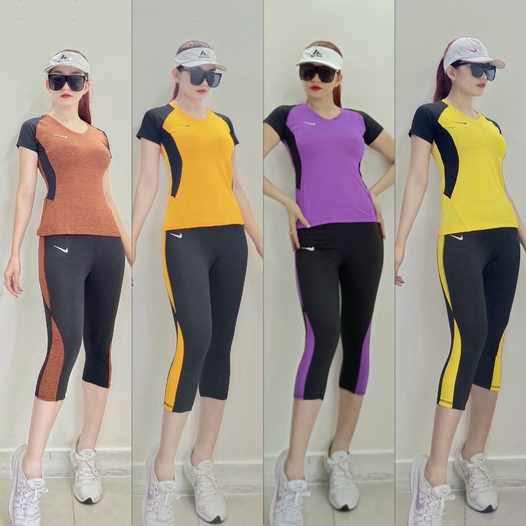 Bộ Đồ Tập Thể Thao Nữ Áo Dài Quần Lửng - Nhiều màu Thun Lạnh Cao Cấp
