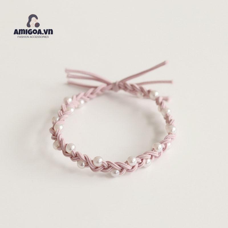 ✨✨Dây buộc tóc cao su bện ba sợi màu kẹo ngọc trai cho nữ