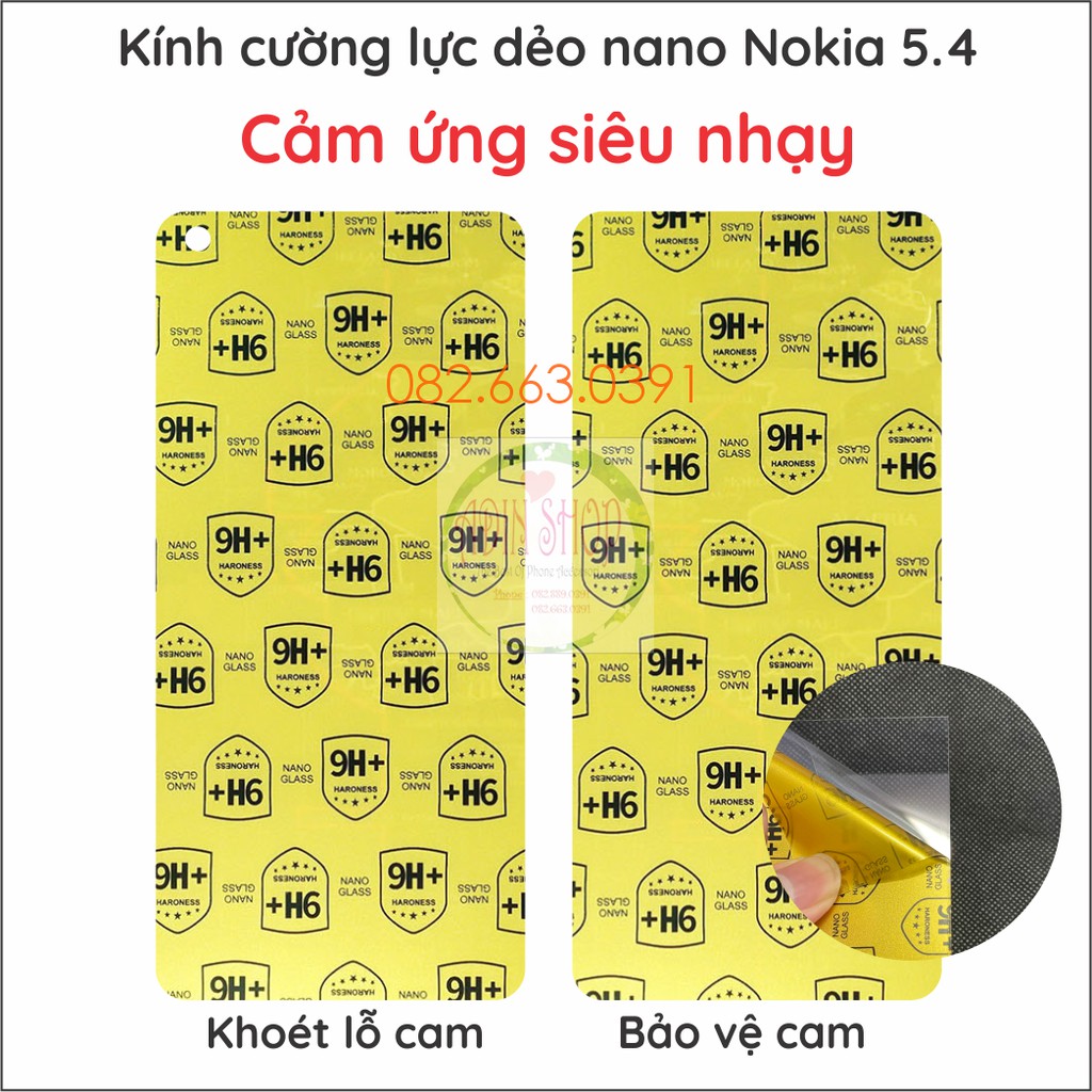 Dán cường lực Nokia 5.4 trong suốt, nano dẻo siêu bền, độ cường lực 9H+