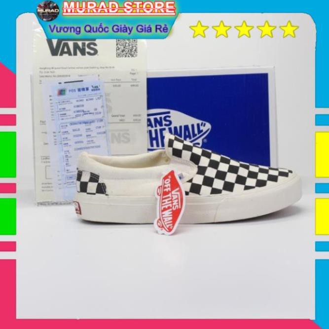 [TẶNG TẨY VỆ SINH+TẤT] GIÀY THỂ THAO SNEAKER V A N S  caro trắng đen slipion full box VRT8 | BigBuy360 - bigbuy360.vn