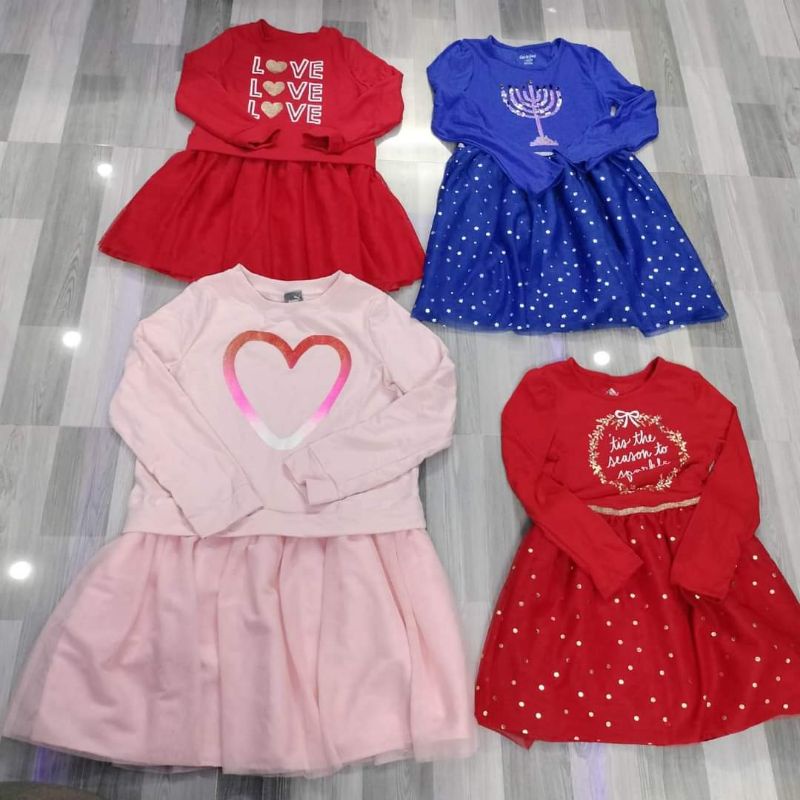 Váy đầm Cat&Jack dài tay xuất dư thun phối voan