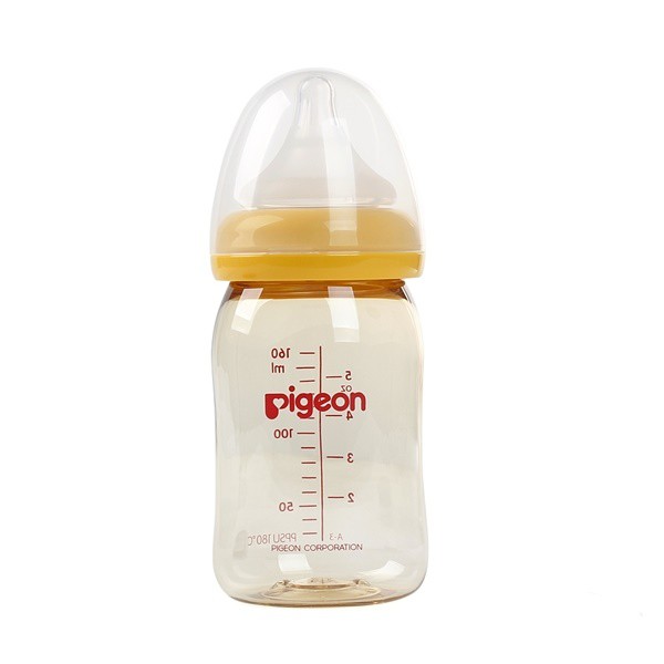 Bình sữa PIGEON- PP và PPSU Plus 160ml &amp; 240ml Cổ rộng NV Silicon siêu mềm Plus (Hàng Chính Hãng Nhật Bản)