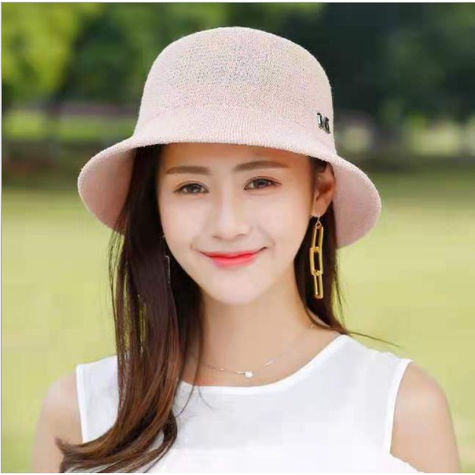 Mũ Cói Đi Biển Cho Bạn Gái Logo Chữ M Phong Cách Hàn Quốc Xinh Đẹp -NEW