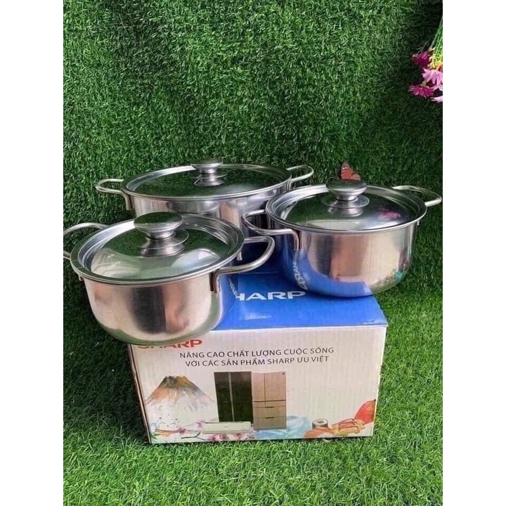 Bộ 3 Nồi Sharp Inox Tiện Lợi Bền Đẹp