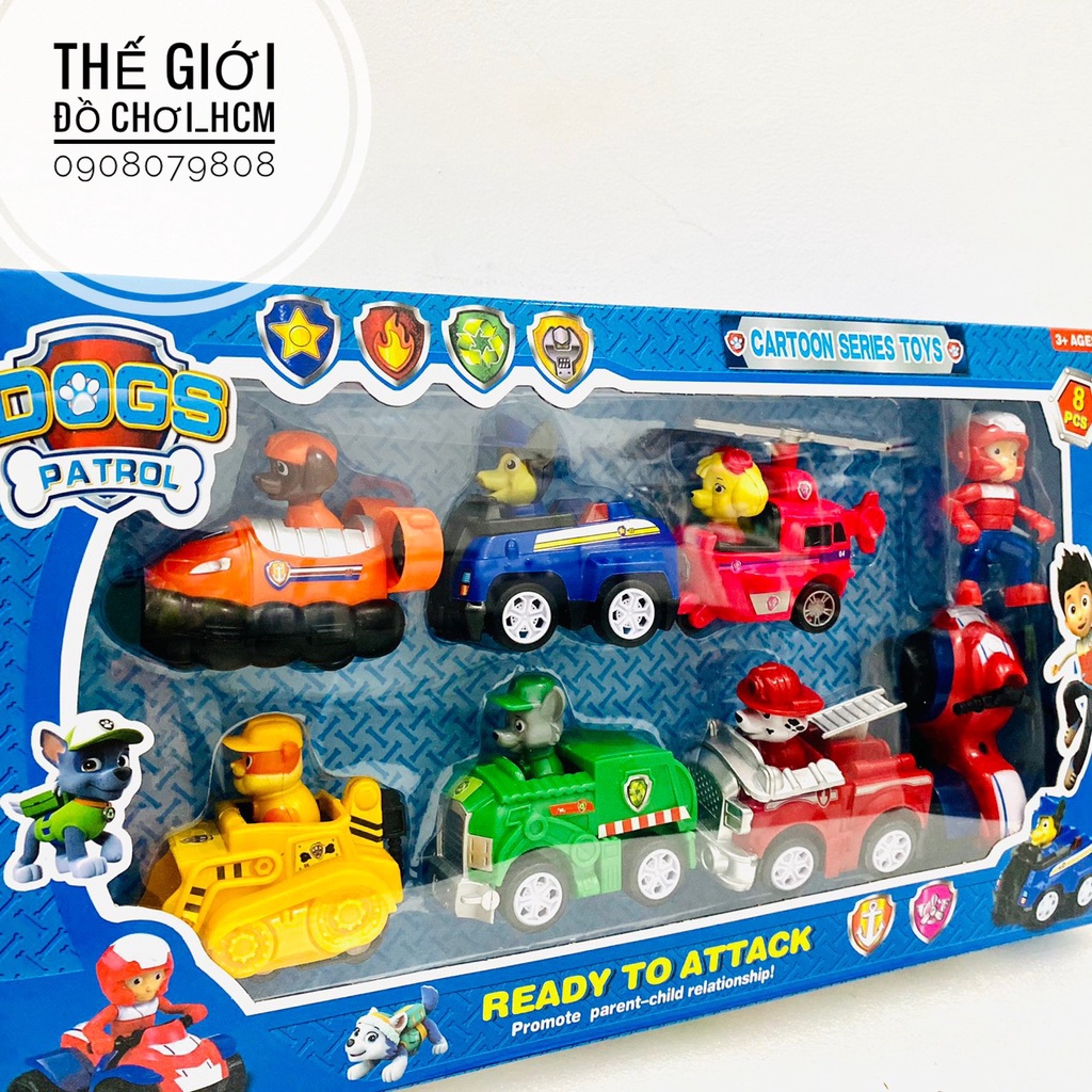 [MẪU MỚI] Đồ chơi hộp xe biệt đội chó cứu hộ PAW PATROL dành cho bé thích hoạt hình ZumMa, Jay, Sky, Robber, Jacky A9