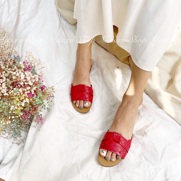 Dép nữ bệt da đà điểu quai xoắn thời trang MYSS - DE80