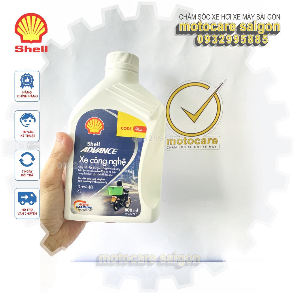 Dầu nhớt 4T Shell Advance TECHBIKE xe công nghệ 10W40 0.8L