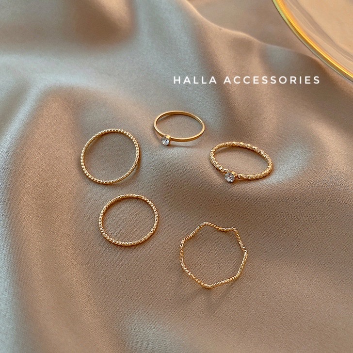 Nhẫn Nữ màu Gold Đính đá sáng đẹp cao cấp HALLA NH109