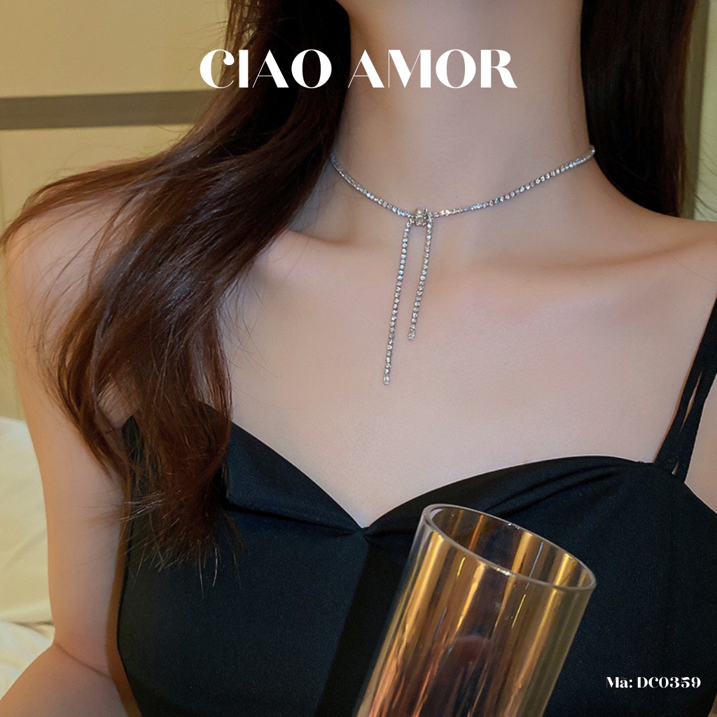 Choker đính đá, Chocker nữ, Dây chuyền đính đá dự tiệc dây mảnh thắt Trang sức Ciao Amor - DC0359