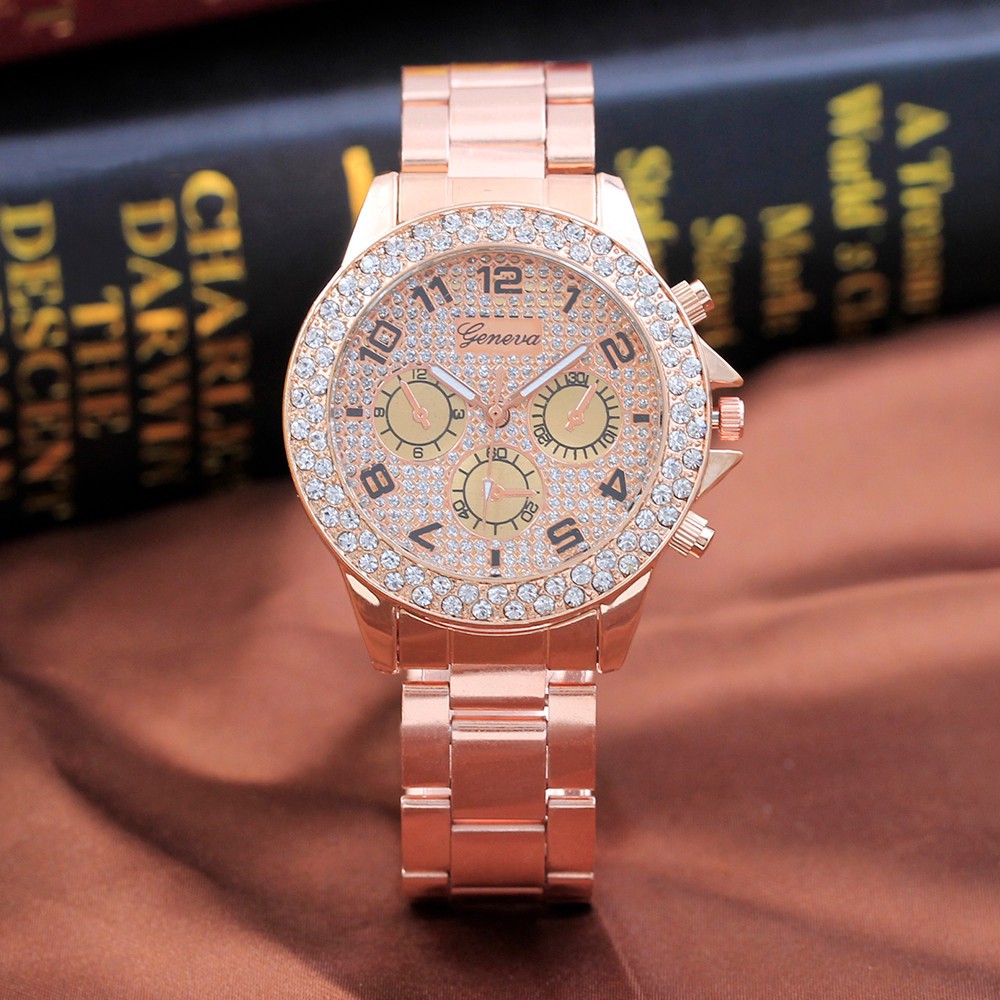 Geneva Double Ring Six Stitches Grind Arenaceous The Font Diamond Watch