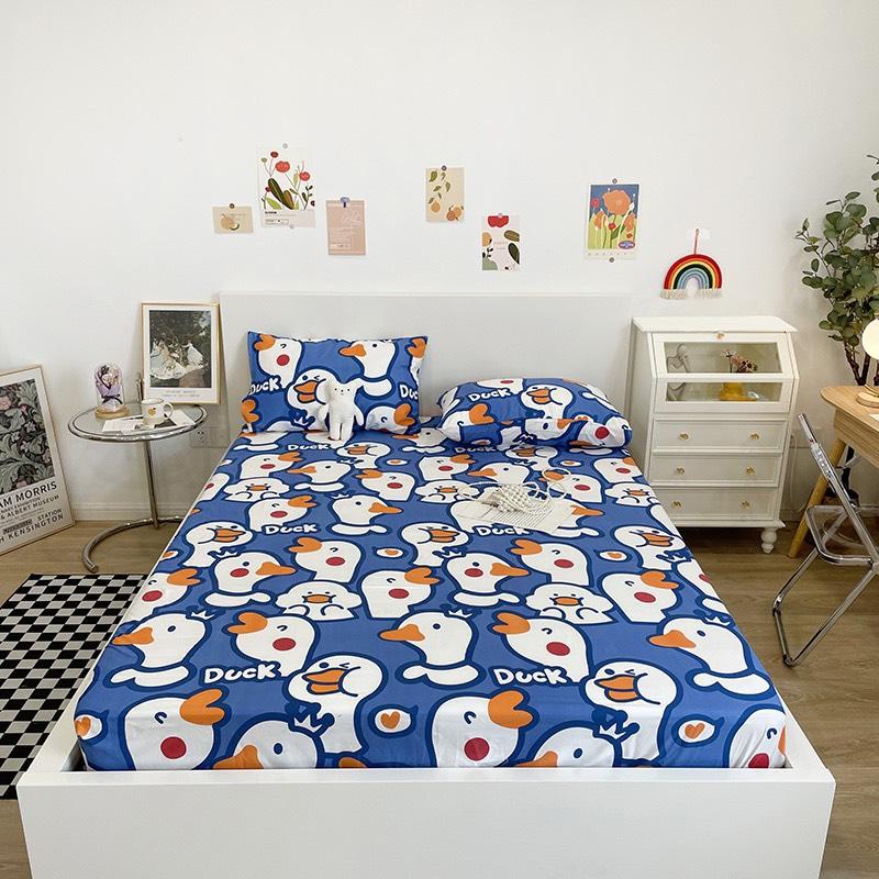 Bộ ga gối cotton poly 5D màu vịt xanh ETAMI miễn phí bo chun ga trải giường