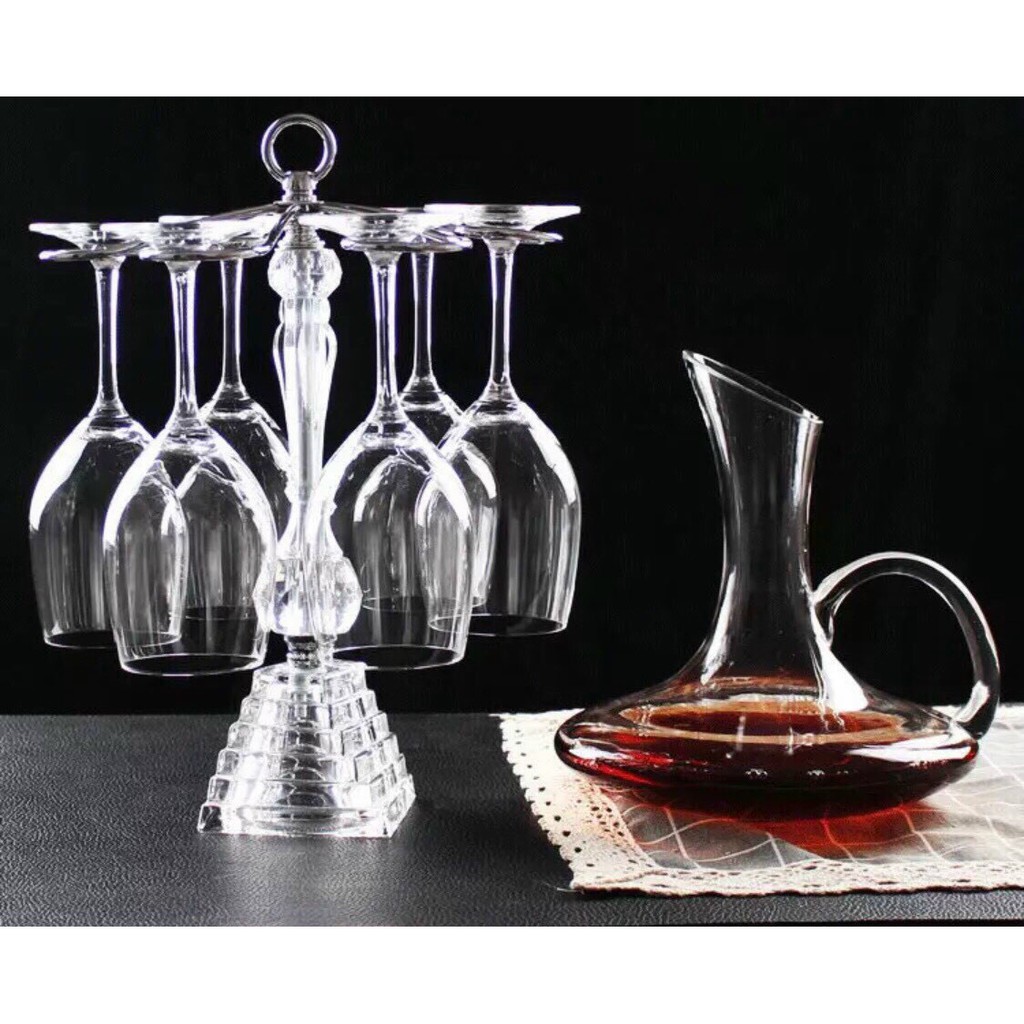 [Giá xưởng] Bình thở rượu rót chiết rượu vang thủy tinh pha lê Decanter có quai thổi thủ công Thổ dày dặn 1600-1800ml