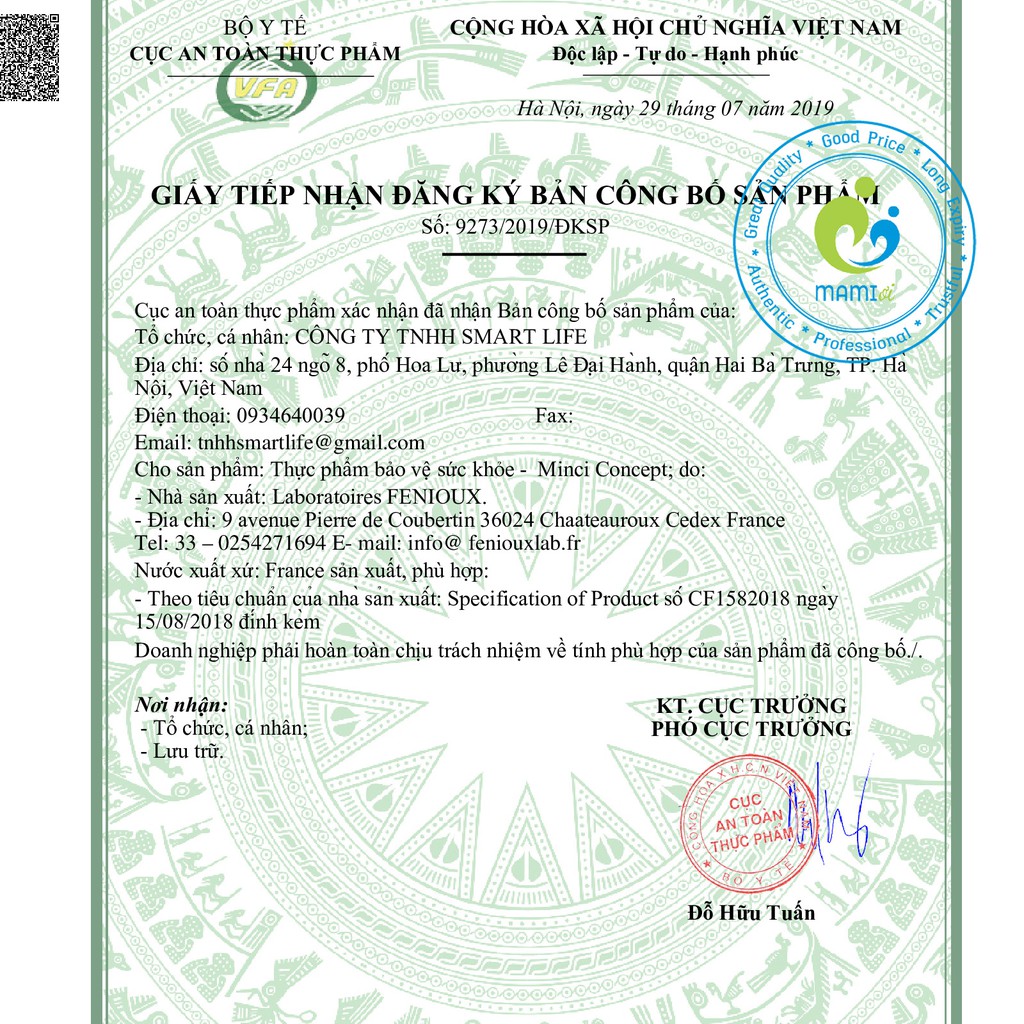 Thức uống giảm cân  giảm mỡ bụng eo đùi hiệu quả cho phụ nữ Minci Concept, Pháp