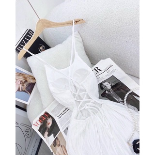 Đầm trắng maxi đan lưng H3748 (+hình thật)