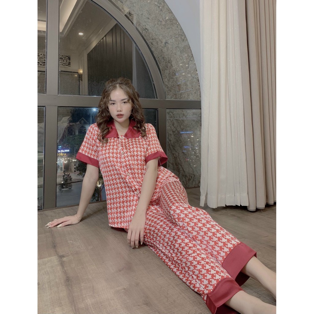 Pijama Lụa SATIN, LATIN nhà SAM Tay dài quần dài Form dưới 60 kí