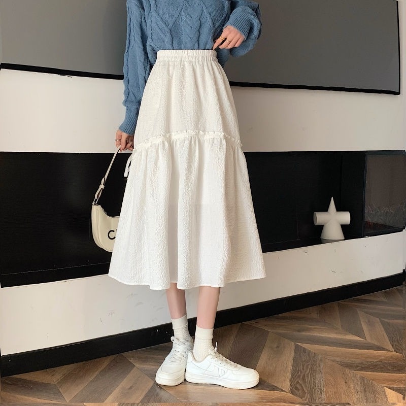 Chân váy chữ A lưng cao thời trang thu đông cho nữ