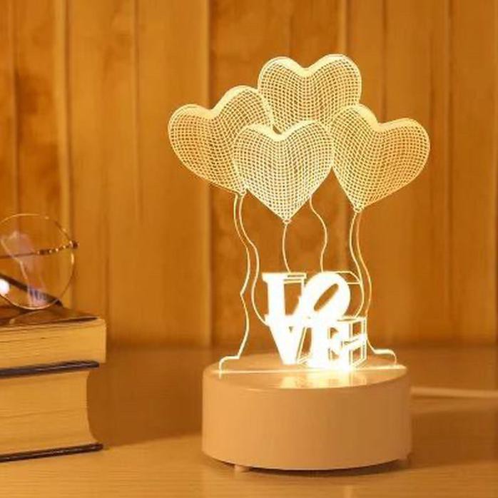 ĐÈN LED TẠO HÌNH 3D SÁNG TẠO TRANG TRÍ PHÒNG NGỦ, hình gấu trái tim I love you, quà tặng người yêu bạn trai gái vợ chồng