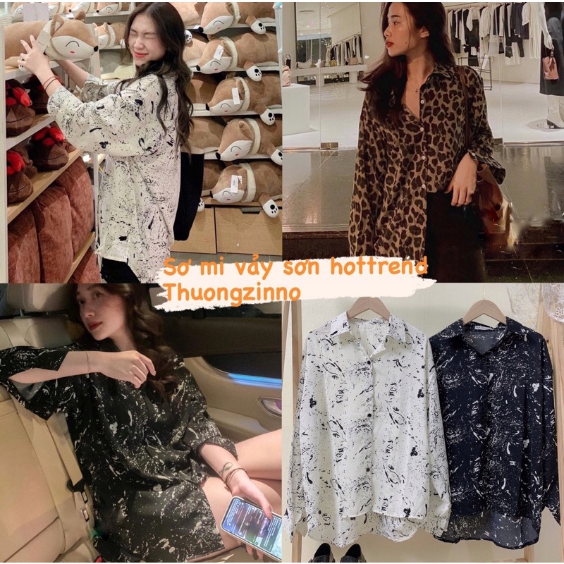 [Ảnh thật/Video]SƠ MI VẢY SƠN ULZZANG ÁO SƠ MI DA BÁO HÀN QUỐC