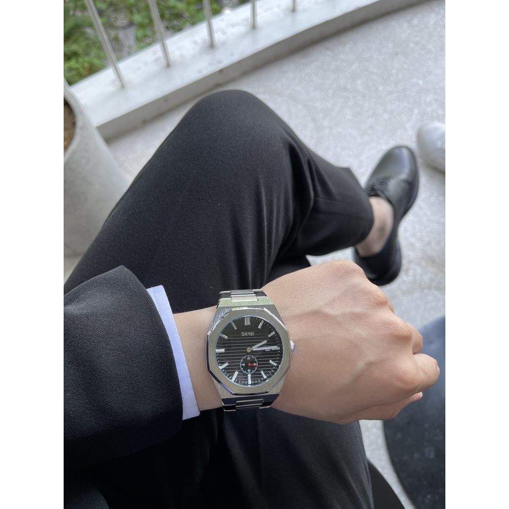 Đồng hồ nam cao cấp dây thép Chính hãng skmei doanh nhân công sở đi kèm với đầy đủ phụ kiện + Bảo hành chính hãng